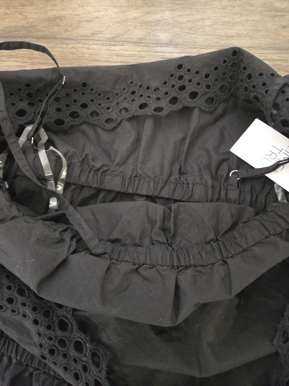 NWT Time and Tru Black Strapless Eyelet Tiered Midi Dress Sizes XS S M L XL - Picture 10 of 13